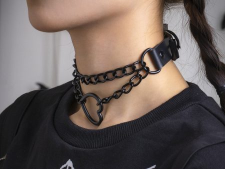 Black Heart Layered Choker Necklace For Sale