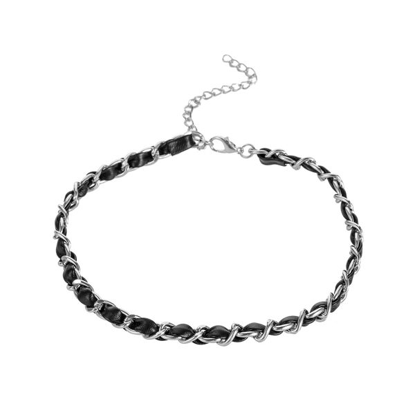 Black Polystyrene & Silver-Plated Cable Chain Choker Necklace Online Sale