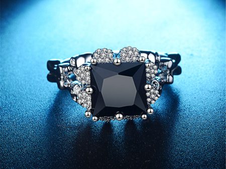 Black Crystal & Cubic Zirconia Skull Ring For Sale