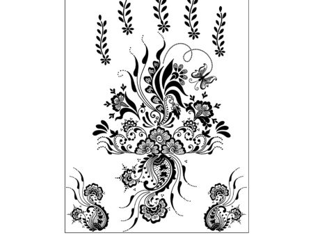 Black Lace Botanical Temporary Tattoo Sheet - 5 Pcs Online Sale