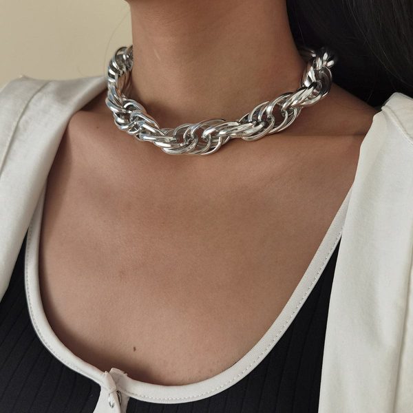 Silver-Plated Intertwined Choker Necklace For Sale