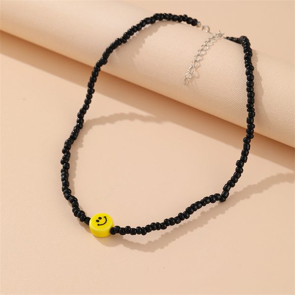 Black Howlite & Silver-Plated Smiley Beaded Choker Necklace Hot on Sale