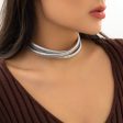 Silver-Plated Herringbone Layered Choker Necklace For Discount