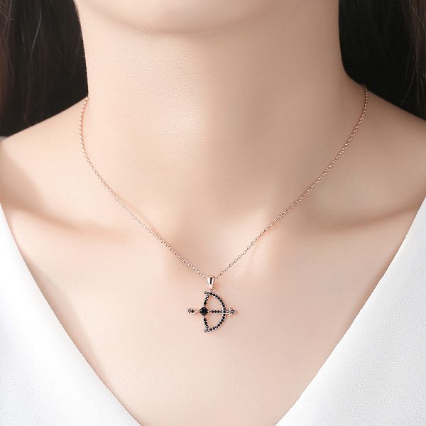 Black Crystal & Cubic Zirconia 18K Rose Gold-Plated Bow Arrow Pendant Necklace Supply