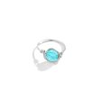 Sky Blue Acrylic & Silver-Plated Wire-Wrapped Ball Ring Fashion