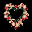 Red & Green Cubic Zirconia & 18K Gold-Plated Wreath Brooch Supply