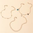 Blue Enamel & 18K Gold-Plated Star Anklet Set For Cheap