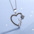 Black Cubic Zirconia & Silver-Plated Rose Heart Pendant Necklace Online Sale