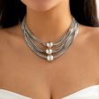 Silver-Plated Ball Layered Choker Necklace For Cheap