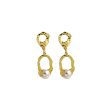 Pearl & 18K Gold-Plated Open Oval Drop Earrings For Discount