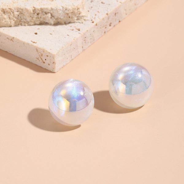 Iridescent Pearl & Silver-Plated Round Stud Earrings Online now