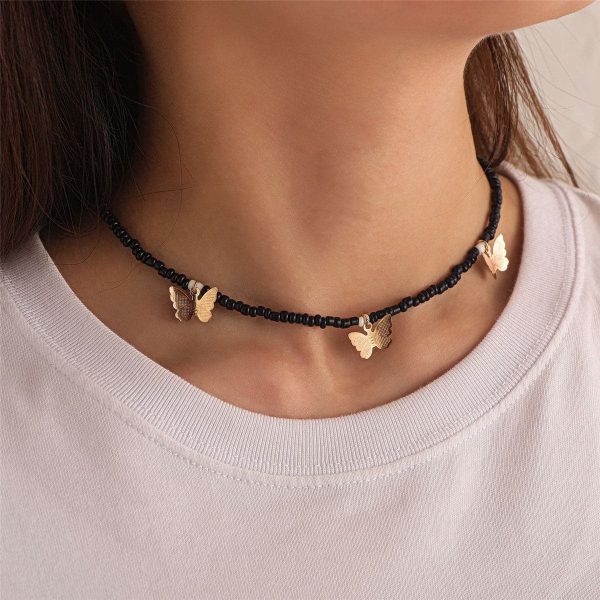 Black Howlite & 18K Gold-Plated Butterfly Station Choker Necklace Sale