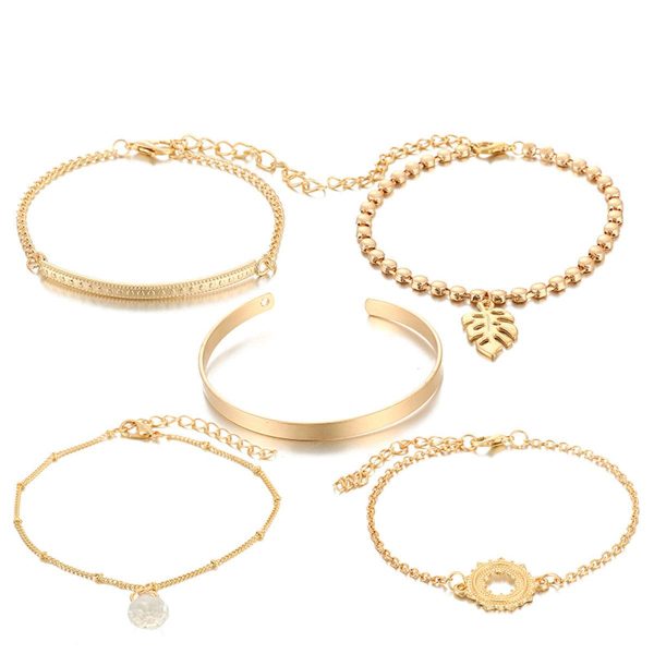 Crystal & 18K Gold-Plated Station Bracelet & Cuff Set Cheap