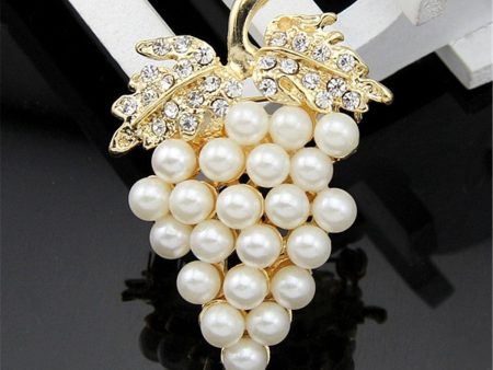 Pearl & Cubic Zirconia Grape Bunch Brooch For Cheap