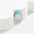 Sky Blue Acrylic & Silver-Plated Wire-Wrapped Ball Ring Fashion