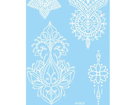 White Lace Flower Pattern Temporary Tattoo Sheet Online