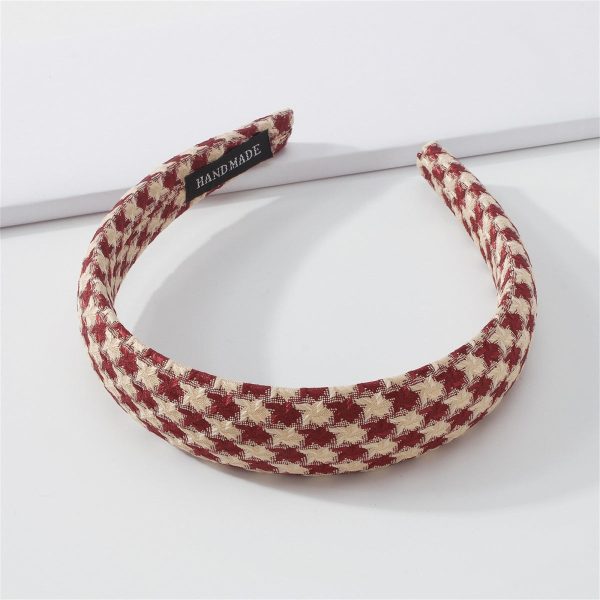 Red Wide-Edge Lattice Headband For Cheap