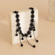 Black Flower Chain-Drop Choker For Discount