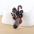 Red Cubic Zirconia & Silver-Plated Christmas Gift Box Stocking Brooch Online Hot Sale