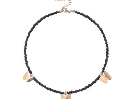 Black Howlite & 18K Gold-Plated Butterfly Station Choker Necklace Sale