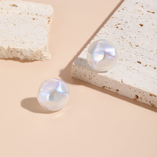 Iridescent Pearl & Silver-Plated Hammered Round Stud Earrings Online