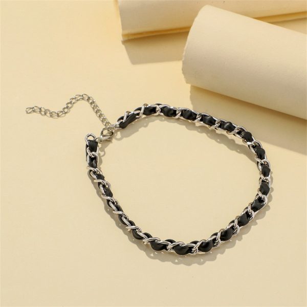 Black Polystyrene & Silver-Plated Cable Chain Choker Necklace Online Sale