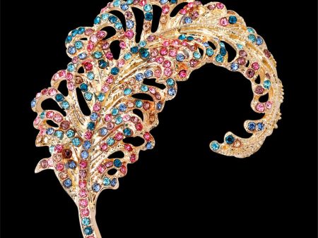 Pink Cubic Zirconia & 18K Gold-Plated Leaf Brooch Fashion