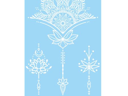 White Lace Lotus Flower Temporary Tattoo Set - 5 Pcs Online