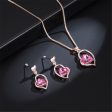 Crystal & 18K Rose Gold-Plated Heart Pendant Necklace & Earrings Cheap