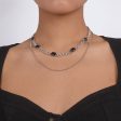 Black Crystal & Silver-Plated Dual-Chain Station Layered Necklace Online now