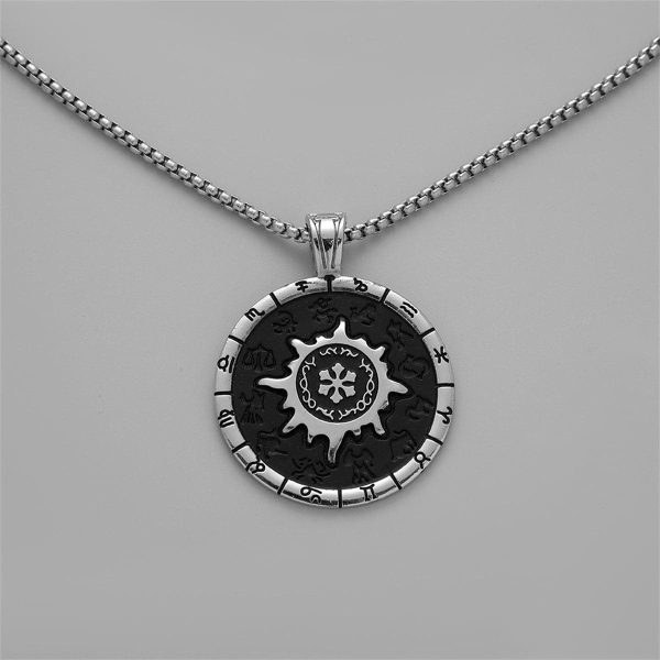 Black Enamel & Silver-Plated Compass Pendant Necklace Hot on Sale