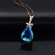 Blue Crystal & Cubic Zirconia Pear Cut Flower Pendant Necklace Online