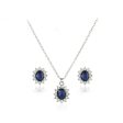 Blue Crystal & Cubic Zirconia Flower Stud Earrings & Pendant Necklace Sale