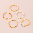 Orange Howlite  Happy  Beaded Stretch Bracelet Set For Cheap