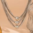 Silver-Plated Ball Layered Choker Necklace For Cheap