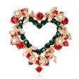 Red & Green Cubic Zirconia & 18K Gold-Plated Wreath Brooch Supply