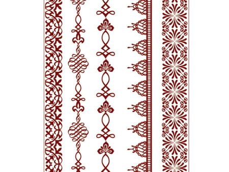 Red Botanical Temporary Tattoo Sheet - 5 Pcs Online Hot Sale