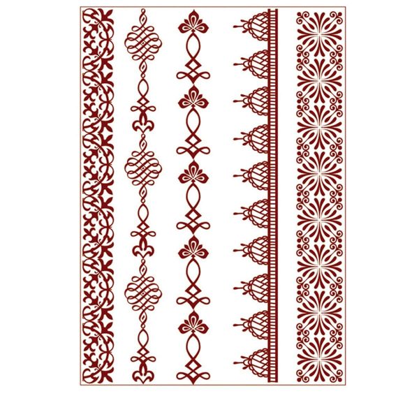 Red Botanical Temporary Tattoo Sheet - 5 Pcs Online Hot Sale