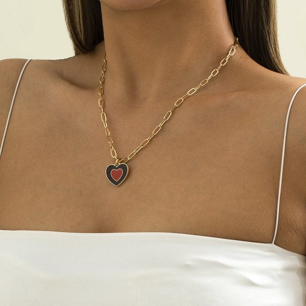 Black Enamel & 18K Gold-Plated Heart Pendant Necklace Online now