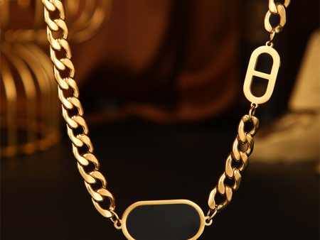 Black Acrylic & 18K Gold-Plated Curb Chain Necklace Online