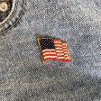 Red Enamel & 18K Gold-Plated American Flag Brooch Fashion