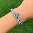 Sea Blue Acrylic & Silver-Plated Evil Eye Hamsa Charm Bracelet Online