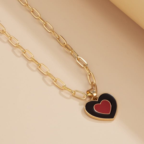 Black Enamel & 18K Gold-Plated Heart Pendant Necklace Online now