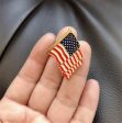 Red Enamel & 18K Gold-Plated American Flag Brooch Fashion