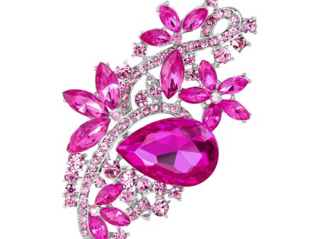 Rose Crystal & Cubic Zirconia Bezel Botany Brooch Fashion