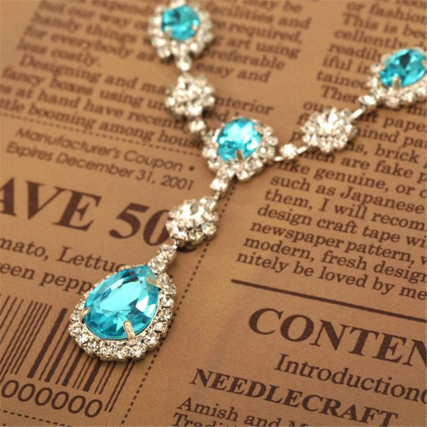 Blue Crystal & Cubic Zirconia Drop Earrings & Statement Necklace Online Hot Sale