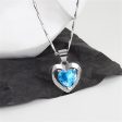 Blue Crystal & Cubic Zirconia Heart Pendant Necklace Online now