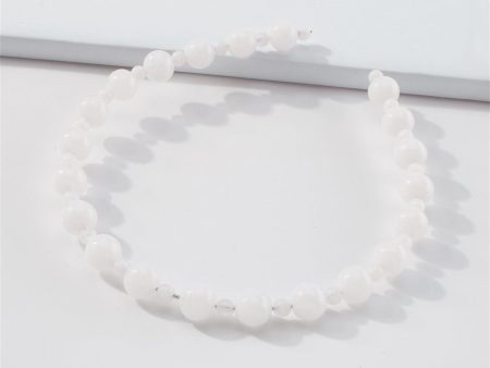 White Beaded Hard Headband For Cheap