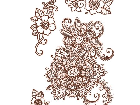 Red Flower & Mandala Temporary Tattoo Set - 5 Pcs For Sale