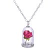 Silver-Plated & Rose Color Velvet Rose Pendant Necklace Online Hot Sale